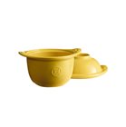 Mini-cocotte et coquetier pour la cuisson de l´œuf et le service avec accompagnement en céramique jaune Provence Emile Henry