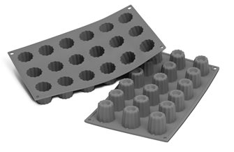 Silikonform mit Metallpartikeln schwarz für 18 Mini-Cannelés