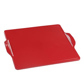 Plaque à four et barbecue en céramique carrée 35 cm rouge Grand Cru Emile Henry EXCLU
