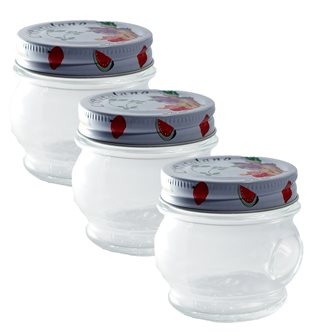 3 petits bocaux en verre Ortolano 212 ml avec couvercle à vis Ø 70 mm