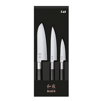 Set de couteaux japonais forgés Wasabi Black KAI fabriqué au Japon